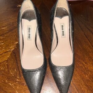 Miu Miu Chrome Leather Heels